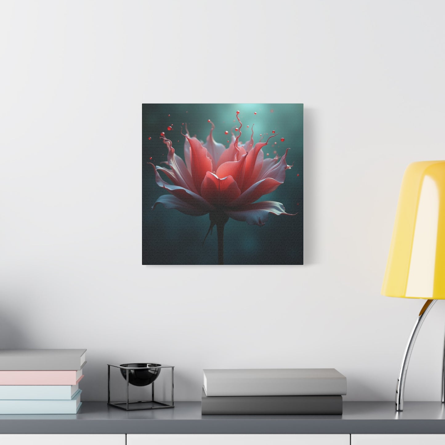 Red Lotus Matte Canvas Wall Art — Stretched 1.25" Floral Print