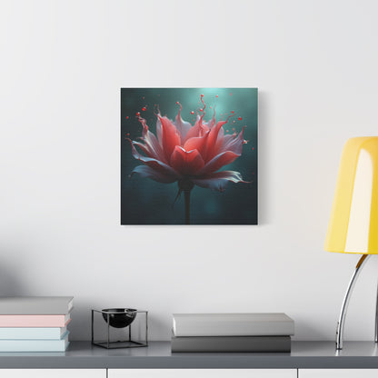 Red Lotus Matte Canvas Wall Art — Stretched 1.25" Floral Print