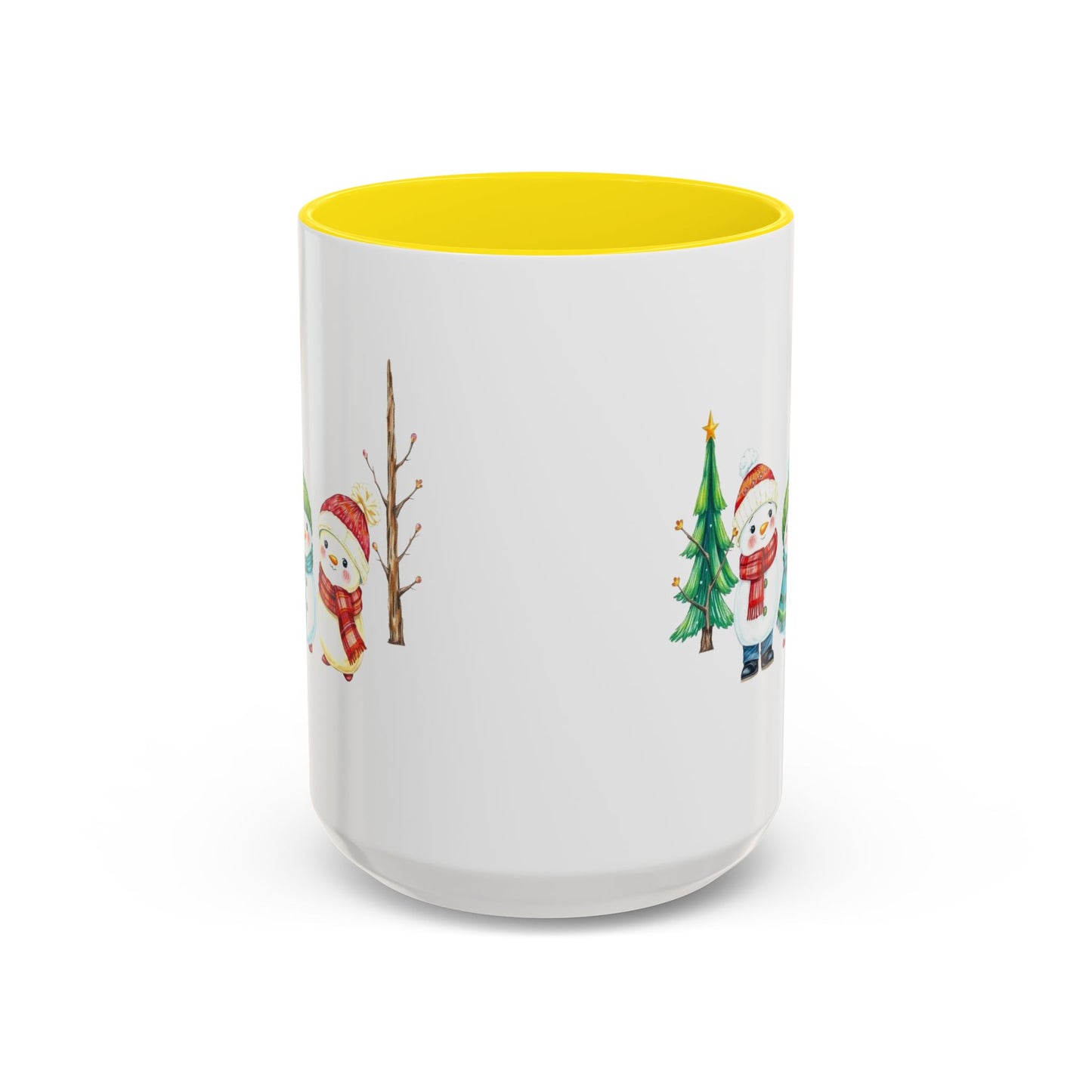Christmas Snowman Mug — Cute Holiday Coffee Cup with Festive Tree & Snowmen (11/15oz)