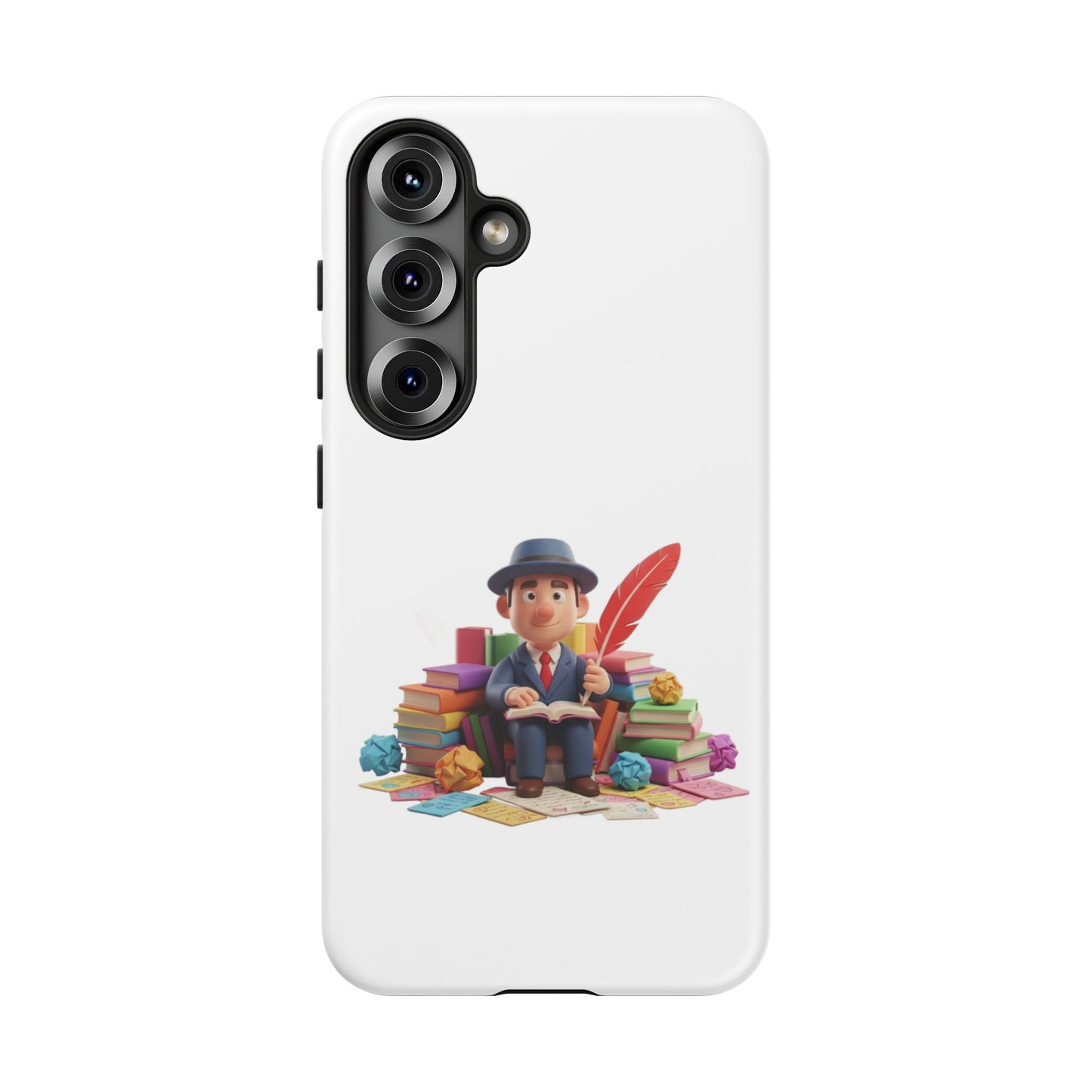 Samsung Bookworm Illustration Phone Case — Cute Scholar with Feather Pen
