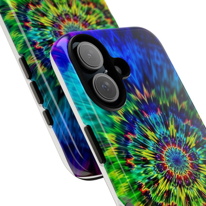 Funda resistente para teléfono con diseño de mandala psicodélico: protección vibrante con efecto tie-dye