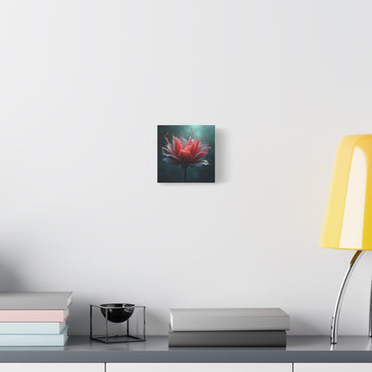 Red Lotus Matte Canvas Wall Art — Stretched 1.25" Floral Print