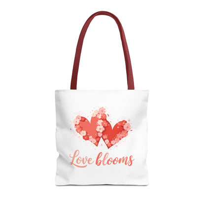Love Blooms Heart Tote Bag — Floral Valentine Canvas Tote