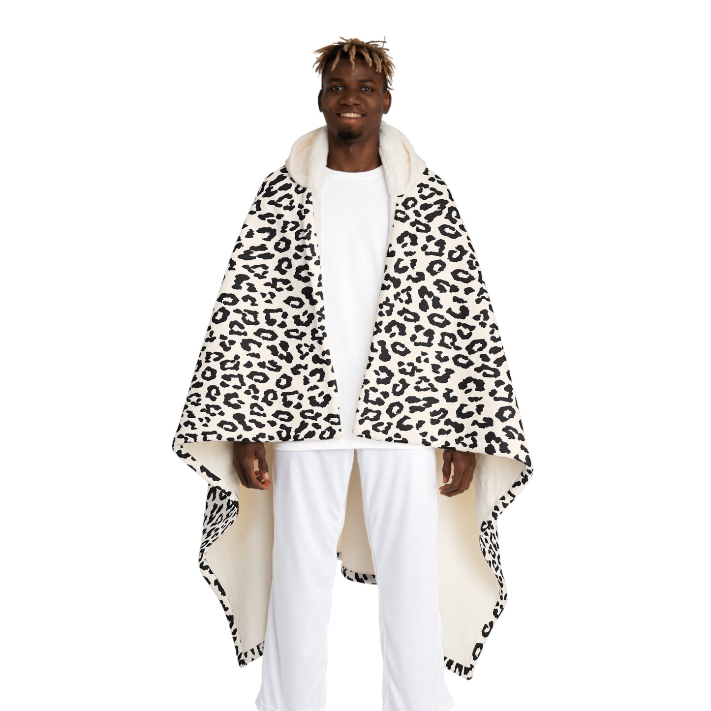 Leopard Sherpa Hooded Blanket – Cozy Fleece Throw with Hood