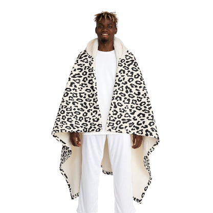 Leopard Sherpa Hooded Blanket – Cozy Fleece Throw with Hood