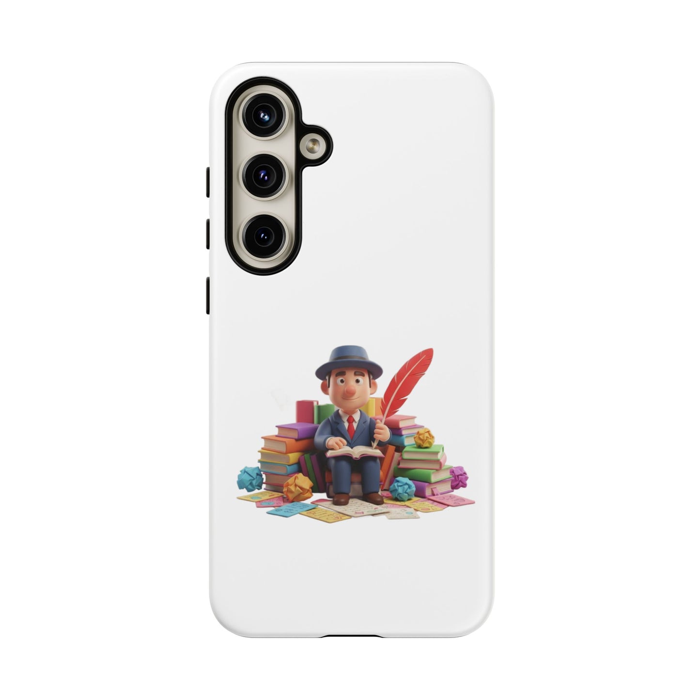 Samsung Bookworm Illustration Phone Case — Cute Scholar with Feather Pen