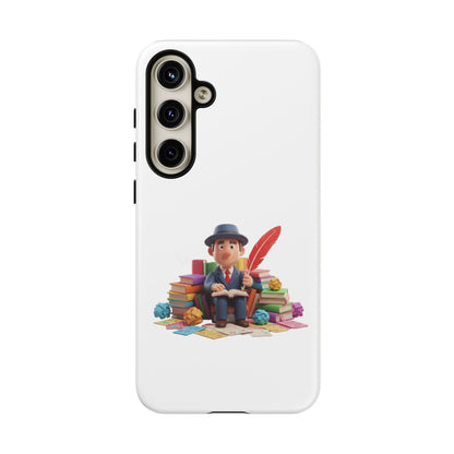 Samsung Bookworm Illustration Phone Case — Cute Scholar with Feather Pen