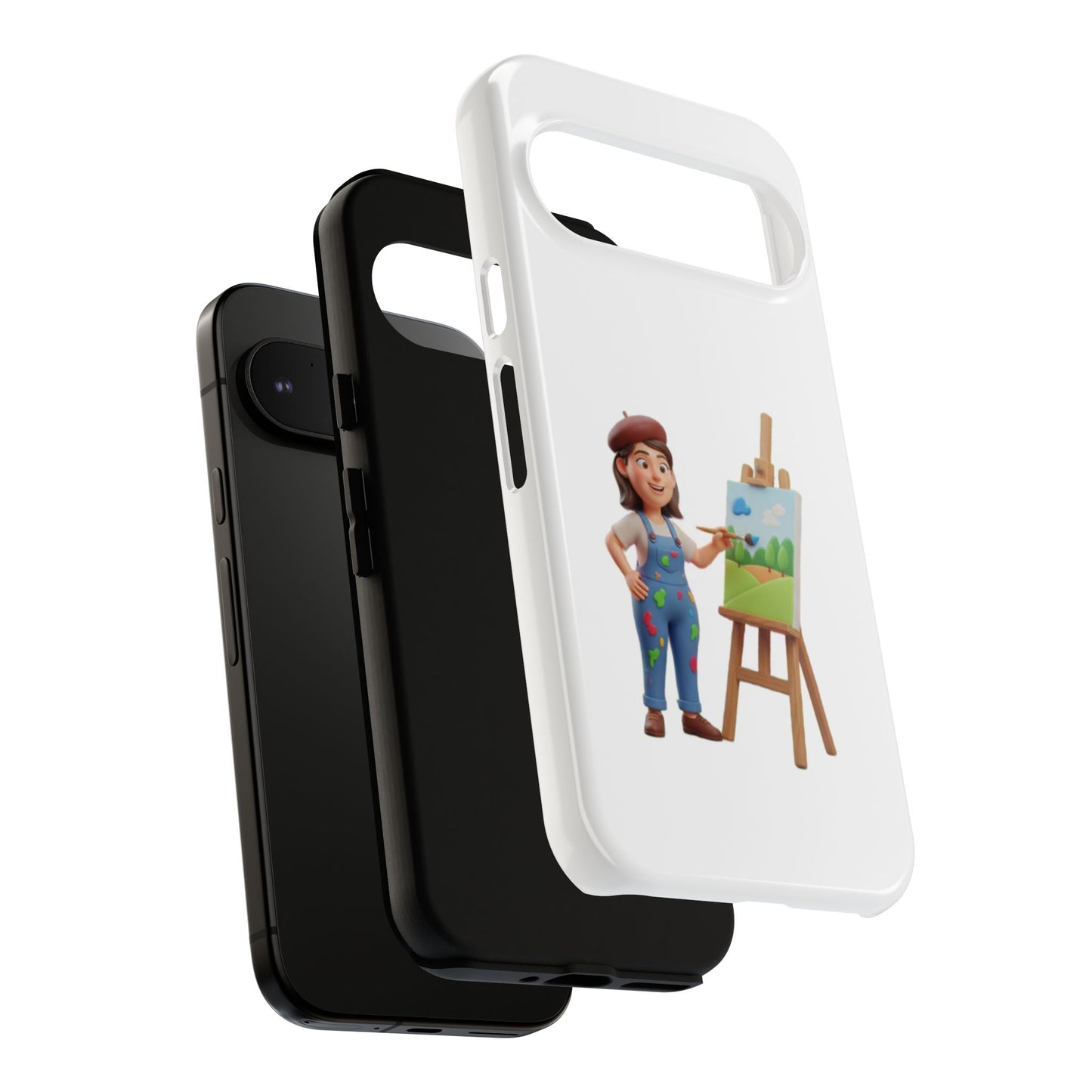 Google Artist Painting Phone Case — Cute Female Painter Illustration Phone Cover