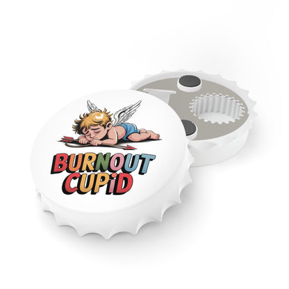 Bottle Opener — "Burnout Cupid" Funny Cute Sleeping Cupid Design, Novelty Valentine’s Day Bar Tool