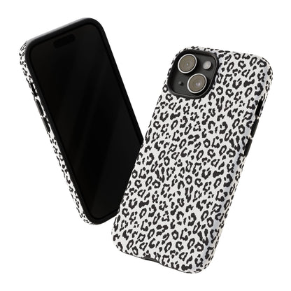 iPhone Leopard Print Tough Phone Case - Black & White Protective Cover