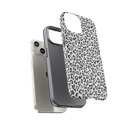 iPhone Leopard Print Tough Phone Case - Black & White Protective Cover