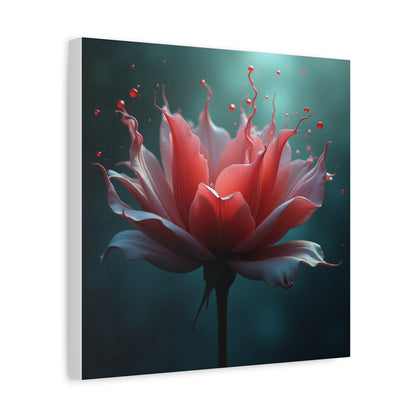 Red Lotus Matte Canvas Wall Art — Stretched 1.25" Floral Print