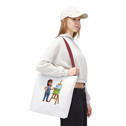 Artist Tote Bag — Painter with Easel Illustrated AOP Tote
