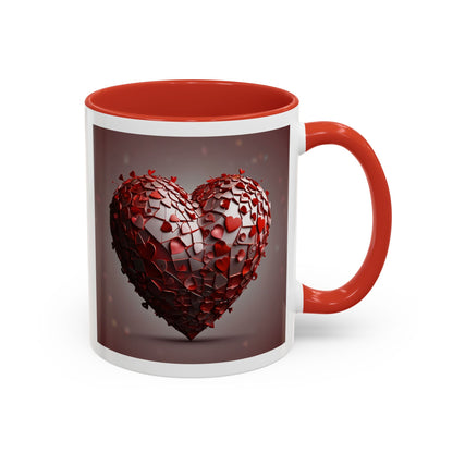 Heart Mosaic Accent Coffee Mug — Romantic Valentine’s Day Gift (11/15 oz)