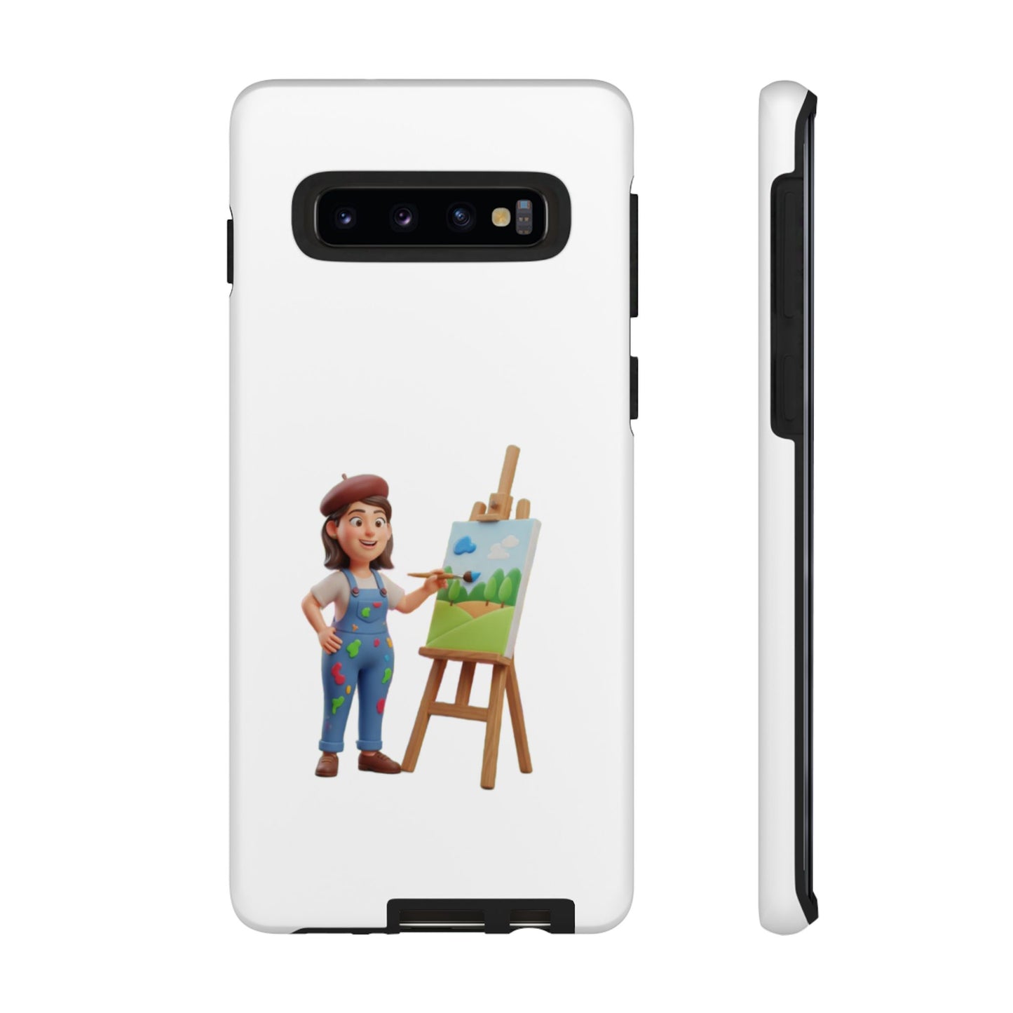 Samsung Handyhülle mit Künstlermotiv – Schutzhülle mit niedlicher Illustration einer Malerin