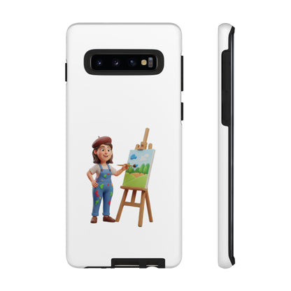 Samsung Handyhülle mit Künstlermotiv – Schutzhülle mit niedlicher Illustration einer Malerin
