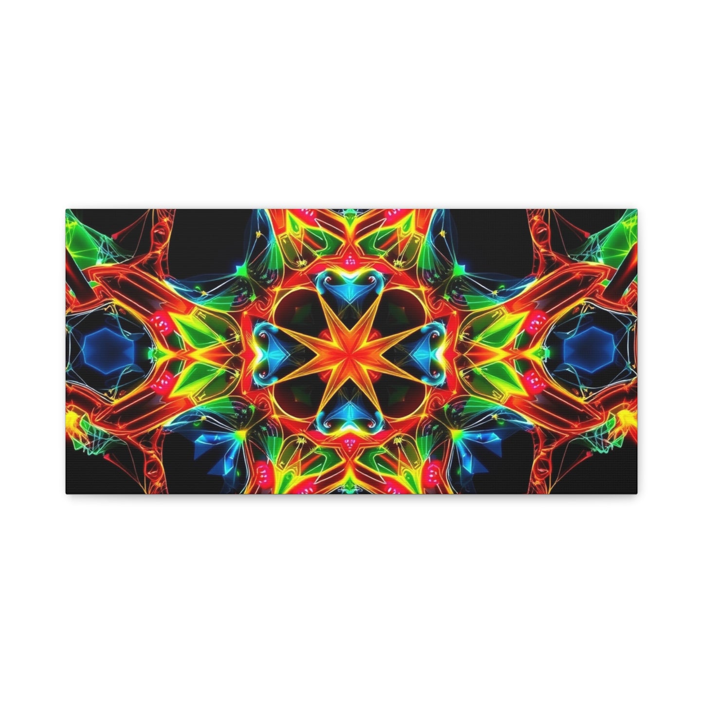 Kaleidoscope Neon Mandala Matte Canvas