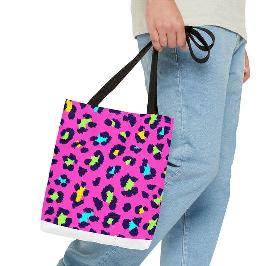 Neon Pink Leopard Print Tote Bag — Bright Animal Print Shopper