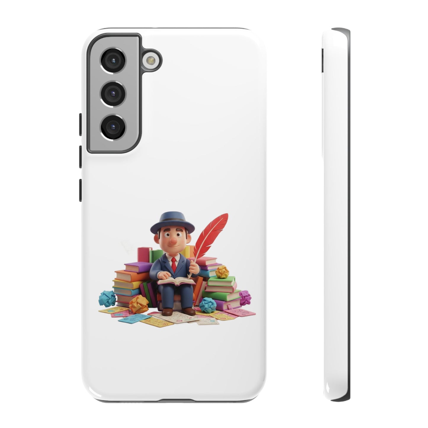 Samsung Bookworm Illustration Phone Case — Cute Scholar with Feather Pen