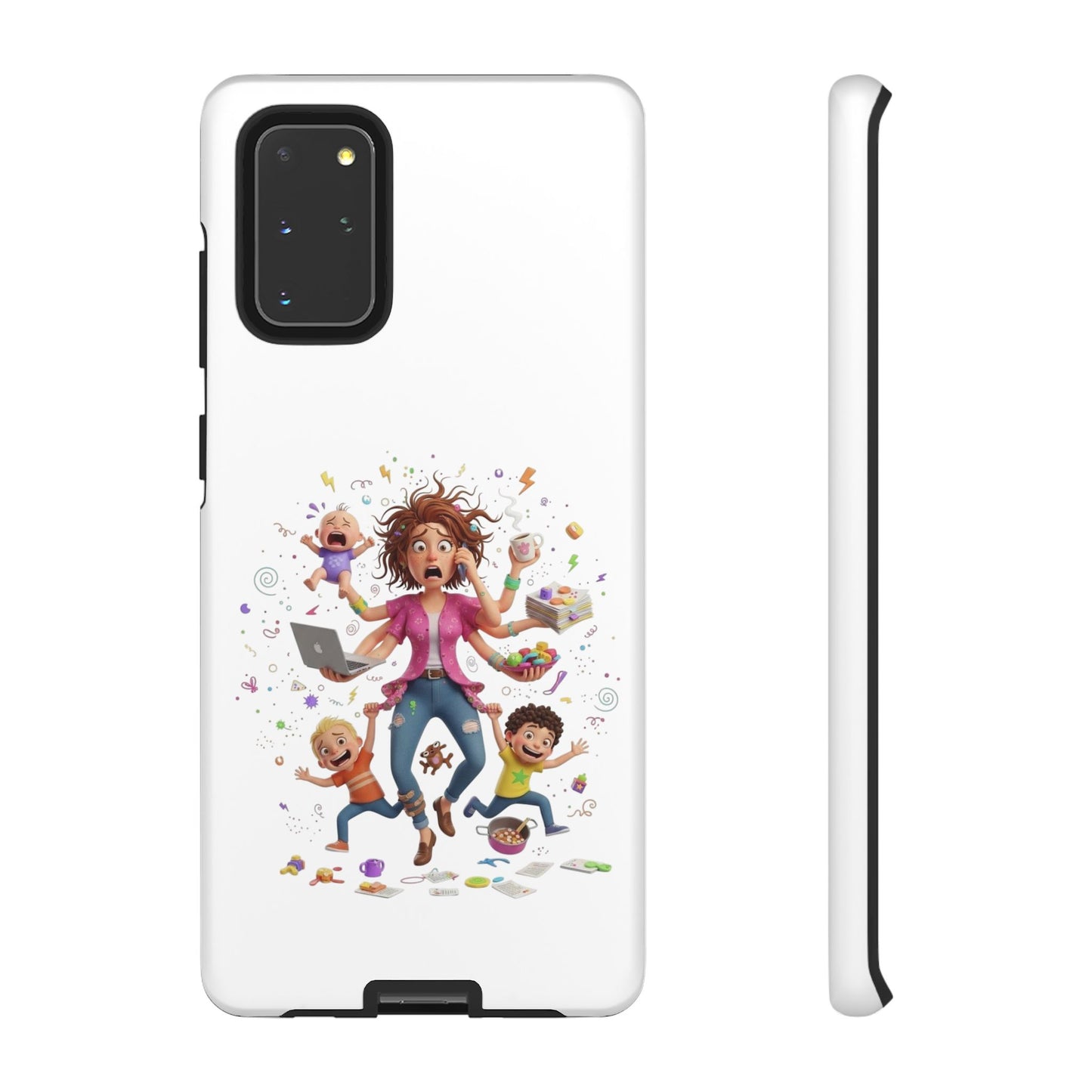 Samsung Mom Life Phone Case — Funny Juggling Mom Illustration Protective Case