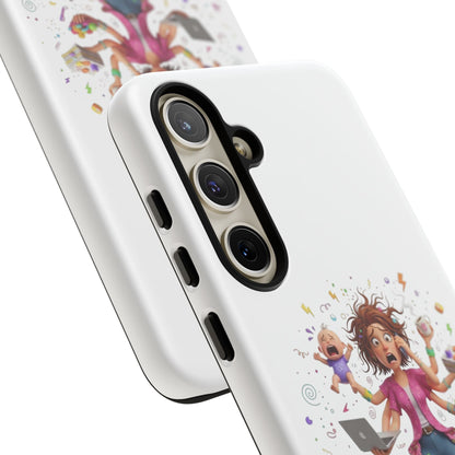 Samsung Mom Life Phone Case — Funny Juggling Mom Illustration Protective Case