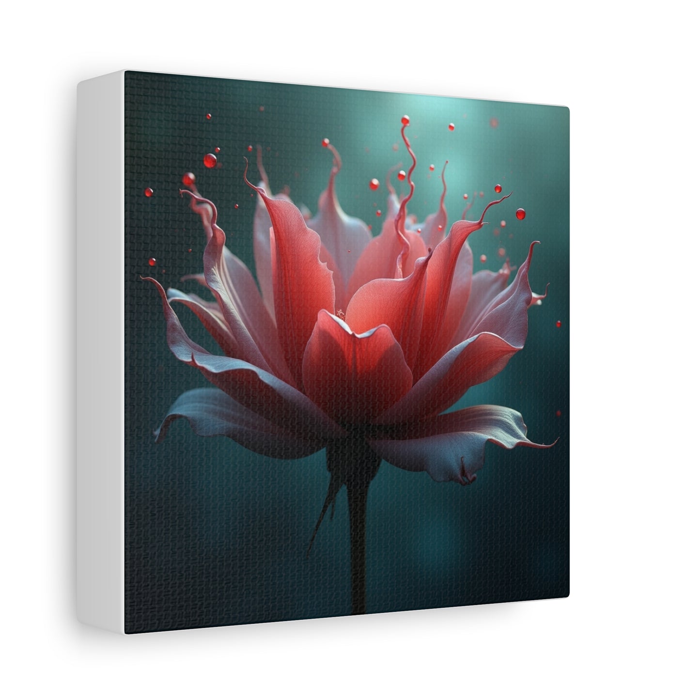 Red Lotus Matte Canvas Wall Art — Stretched 1.25" Floral Print