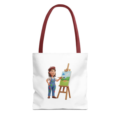 Artist Tote Bag — Painter with Easel Illustrated AOP Tote