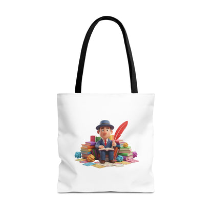Tote — Cute Bookworm Writer Illustration Tote Bag