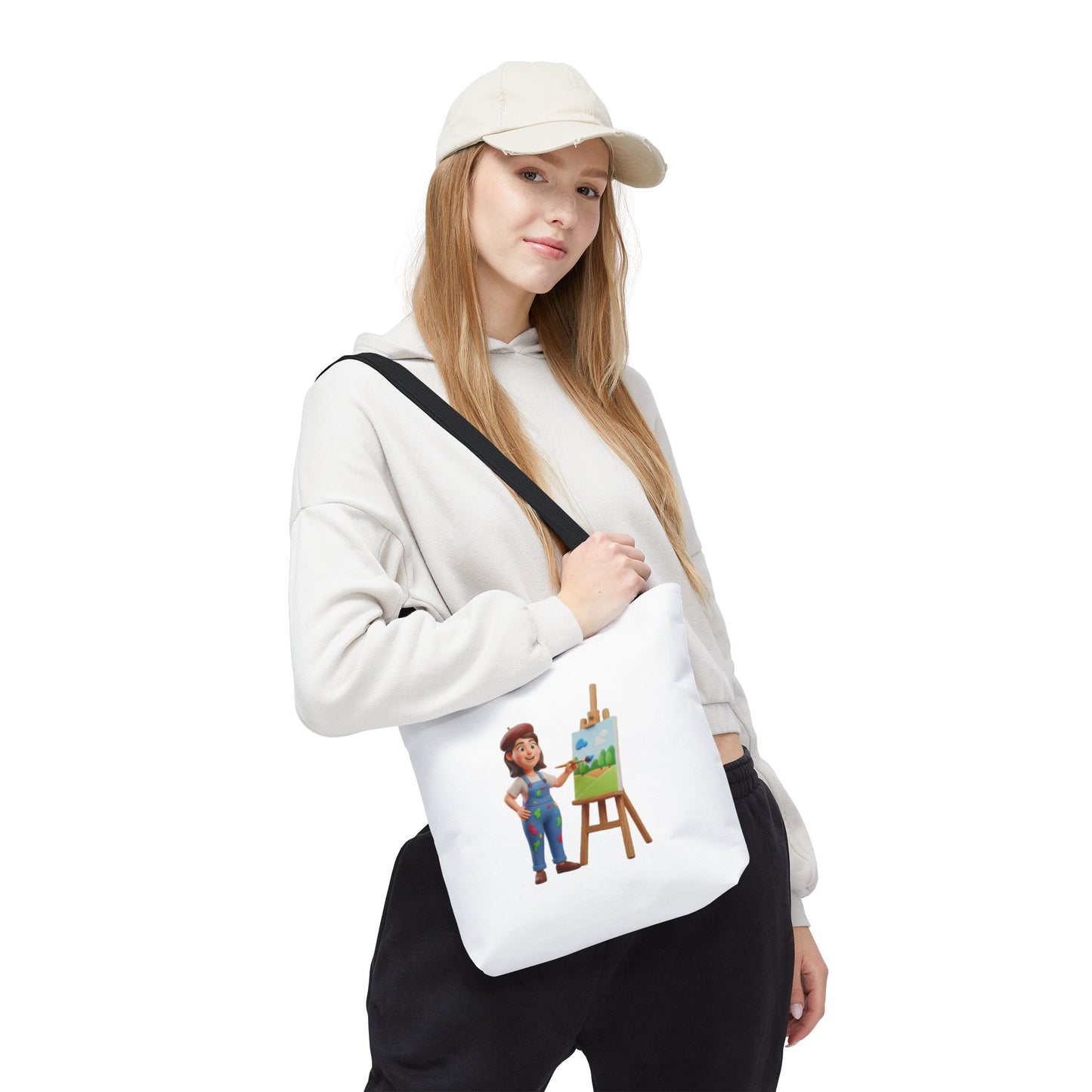 Artist Tote Bag — Painter with Easel Illustrated AOP Tote