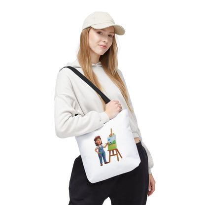 Artist Tote Bag — Painter with Easel Illustrated AOP Tote