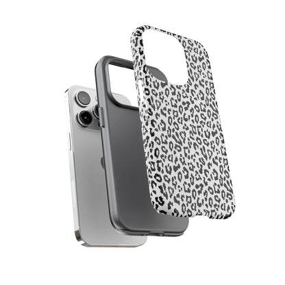 iPhone Leopard Print Tough Phone Case - Black & White Protective Cover