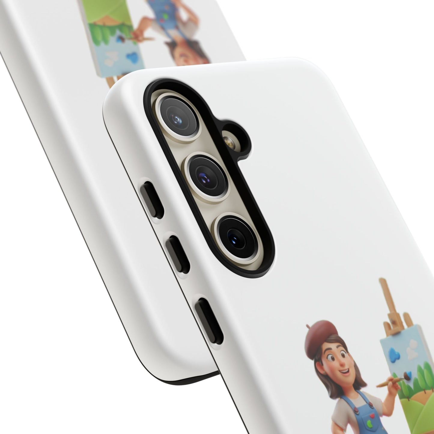 Samsung Handyhülle mit Künstlermotiv – Schutzhülle mit niedlicher Illustration einer Malerin