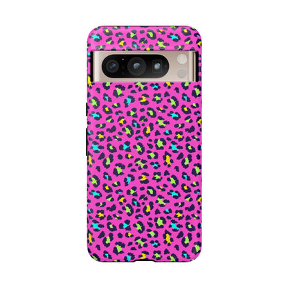 Funda resistente para teléfono Google Pink Neon Leopard: protector con estampado animal brillante