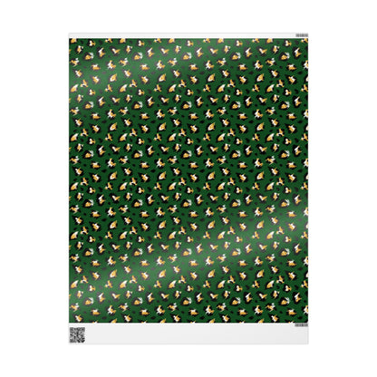 Green Leopard Print Wrapping Paper Roll – Luxe Animal Print Gift Wrap for Birthdays & Holidays