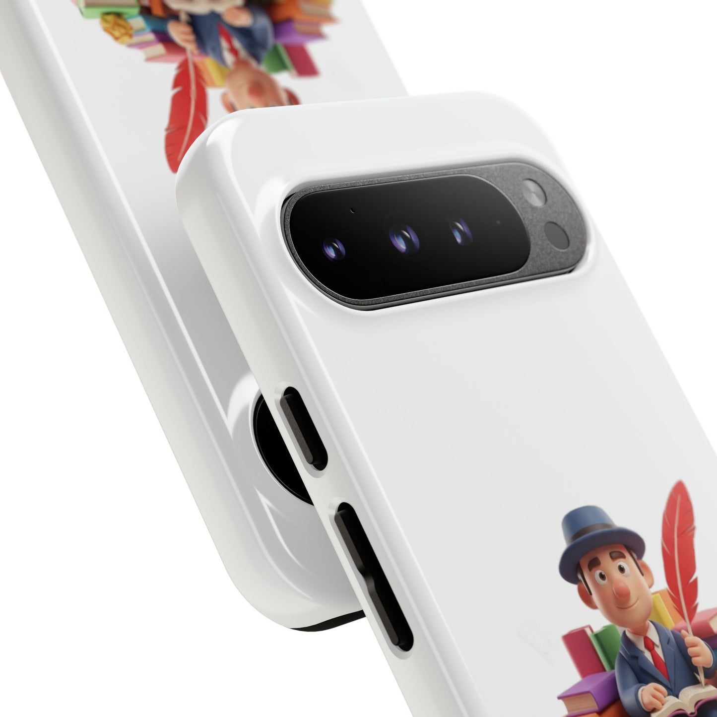 Google Author's Journey Phone Case — Cute Writer Illustration, Books & Quill Protective Cover