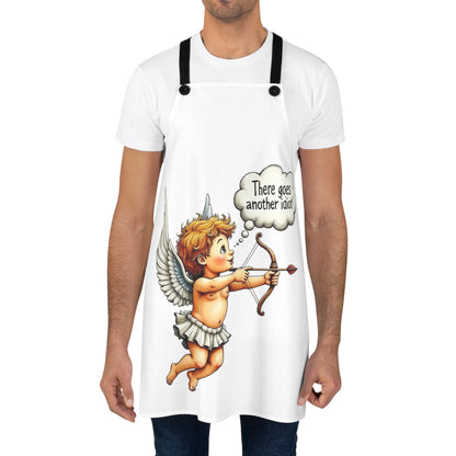 Apron — Cute Cupid Design "There Goes Another Idiot" Funny Kitchen Apron