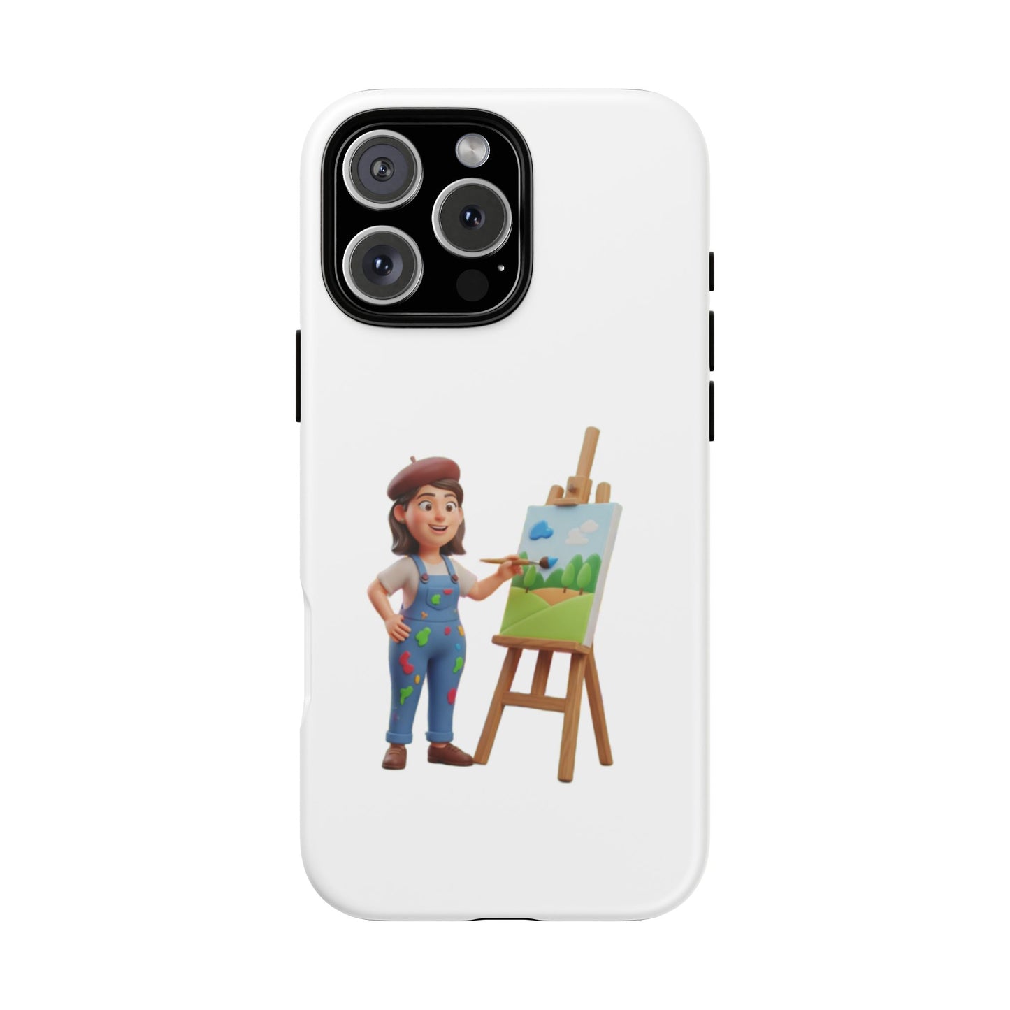 iPhone Artist Painter Phone Case — Cute Female Artist with Easel Protective iPhone Cover