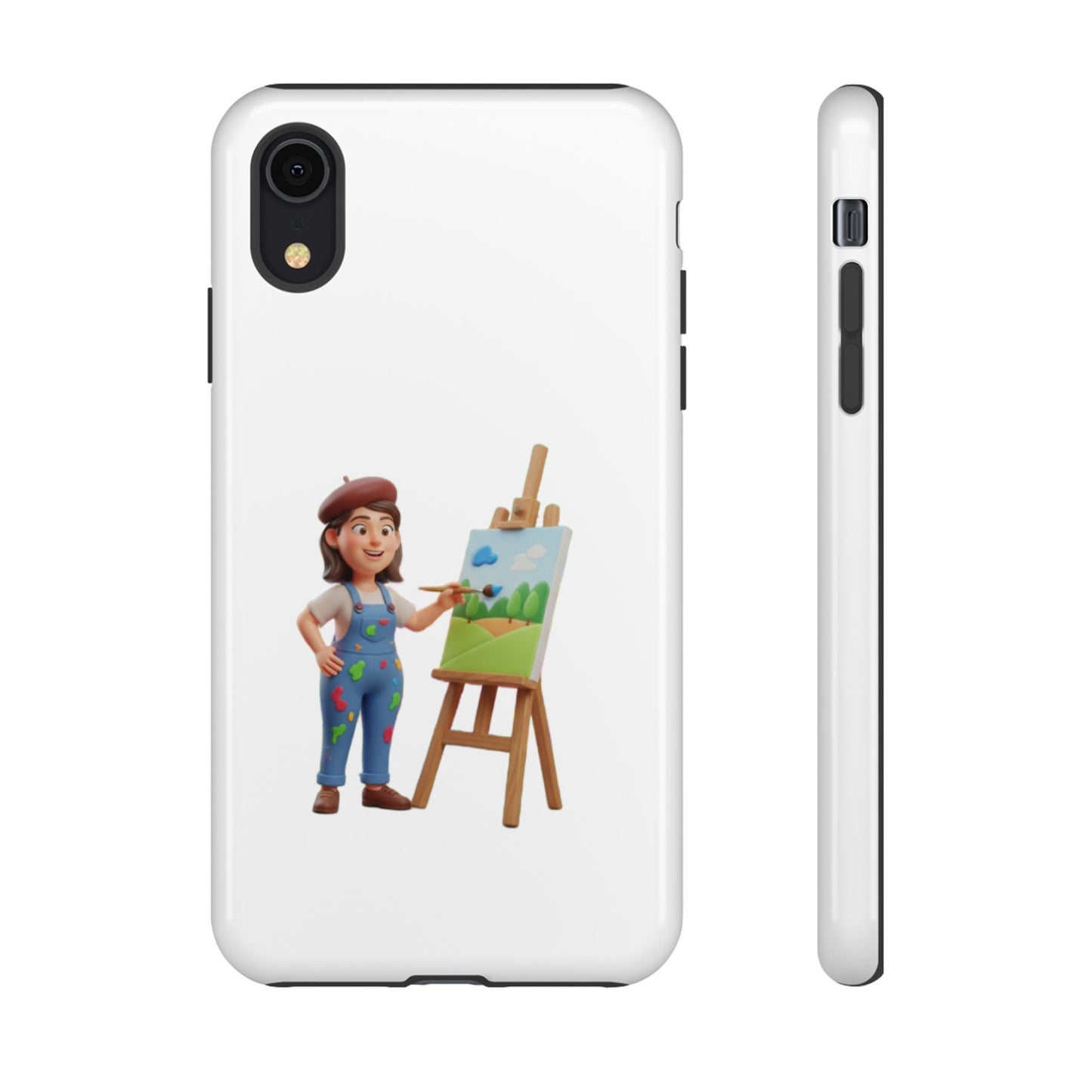 iPhone Artist Painter Phone Case — Cute Female Artist with Easel Protective iPhone Cover