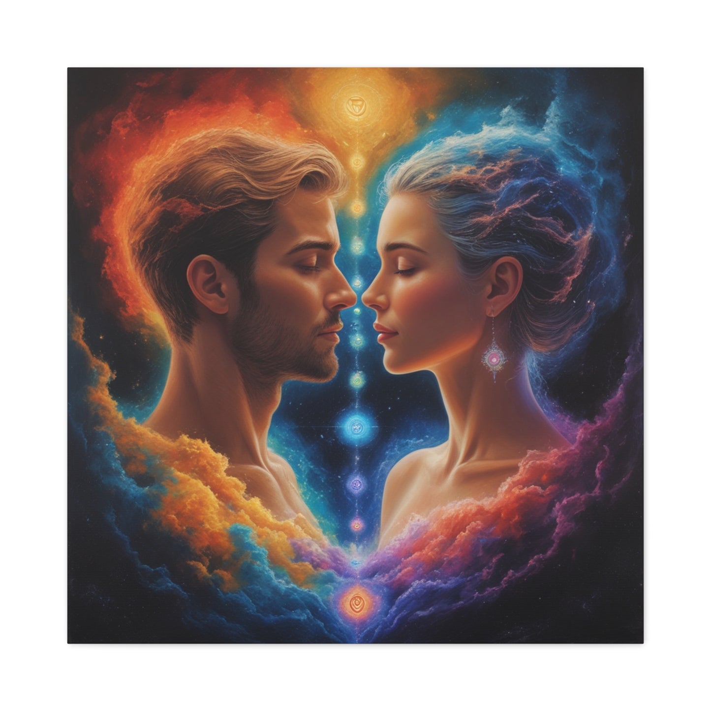 Spiritual Lovers Matte Canvas Print — Energetic Soulmate Portrait