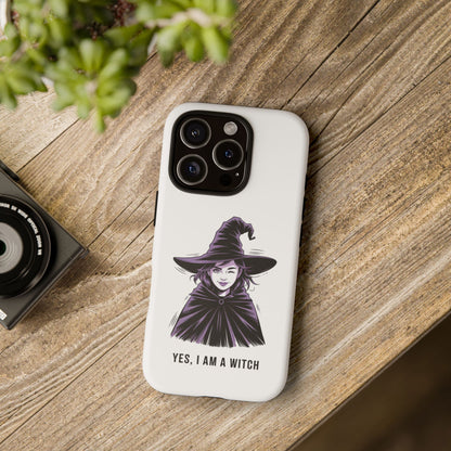 iPhone Yes, I Am a Witch Phone Case — Gothic Witch Illustration Protective Cover