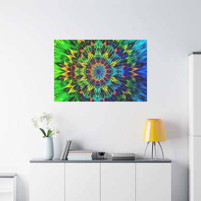 Psychedelic Kaleidoscope Matte Canvas Wall Art — Vibrant Mandala Stretched Canvas