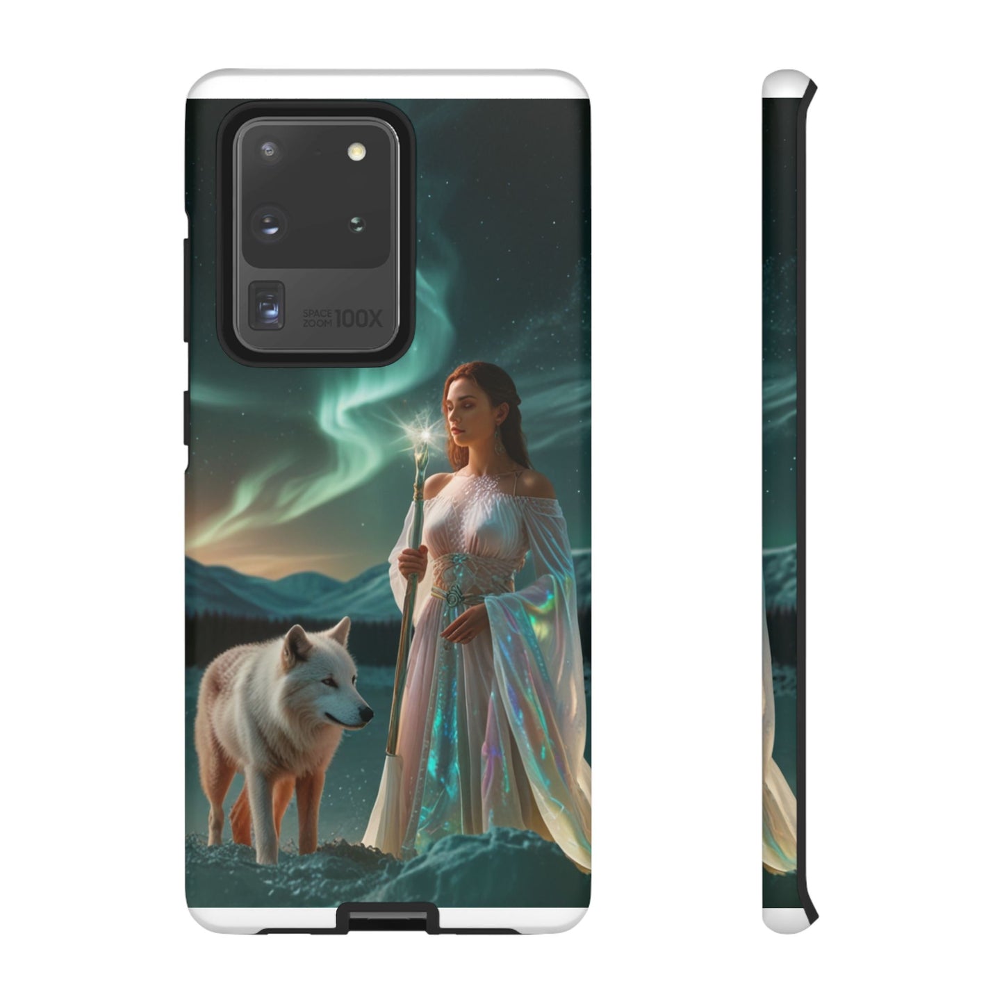 Samsung Aurora Guardian Handyhülle – Mystic Woman &amp; Wolf Magic Galaxy Schutz