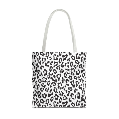 Leopard Print Tote Bag — Black & White All-Over-Print Shopper