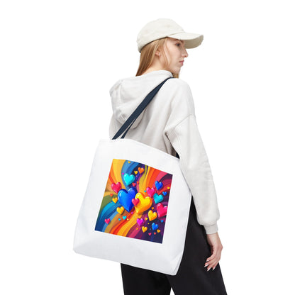 Colorful Heart Burst Tote Bag — Rainbow Love All-Over Print