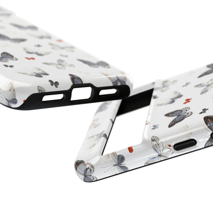 Google Butterfly Pattern Tough Phone Case — White Floral Protective Cover