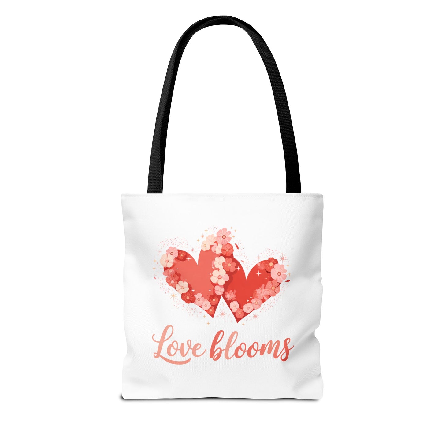 Love Blooms Heart Tote Bag — Floral Valentine Canvas Tote