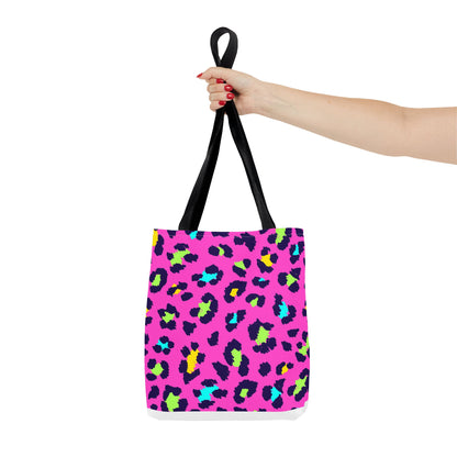 Neon Pink Leopard Print Tote Bag — Bright Animal Print Shopper