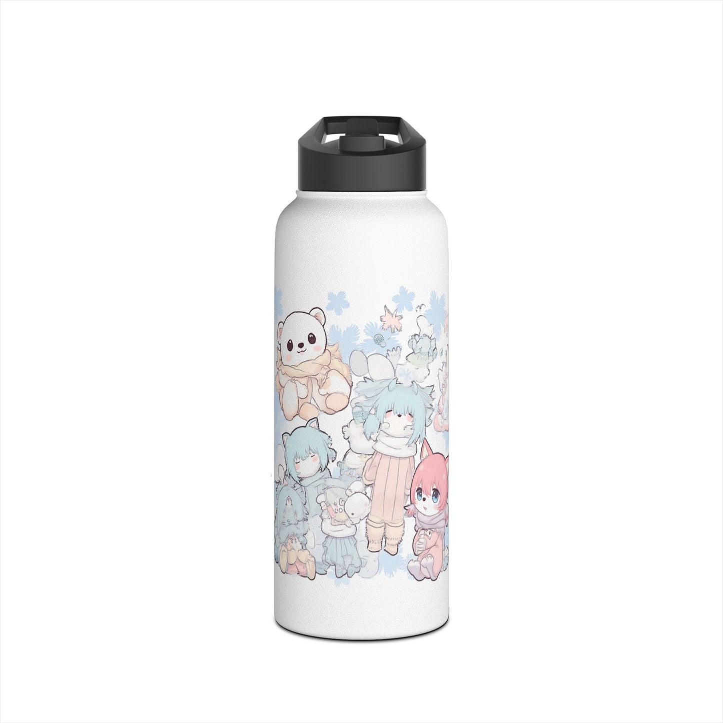 Wasserflasche aus Edelstahl mit niedlichen Kawaii-Wintermotiven