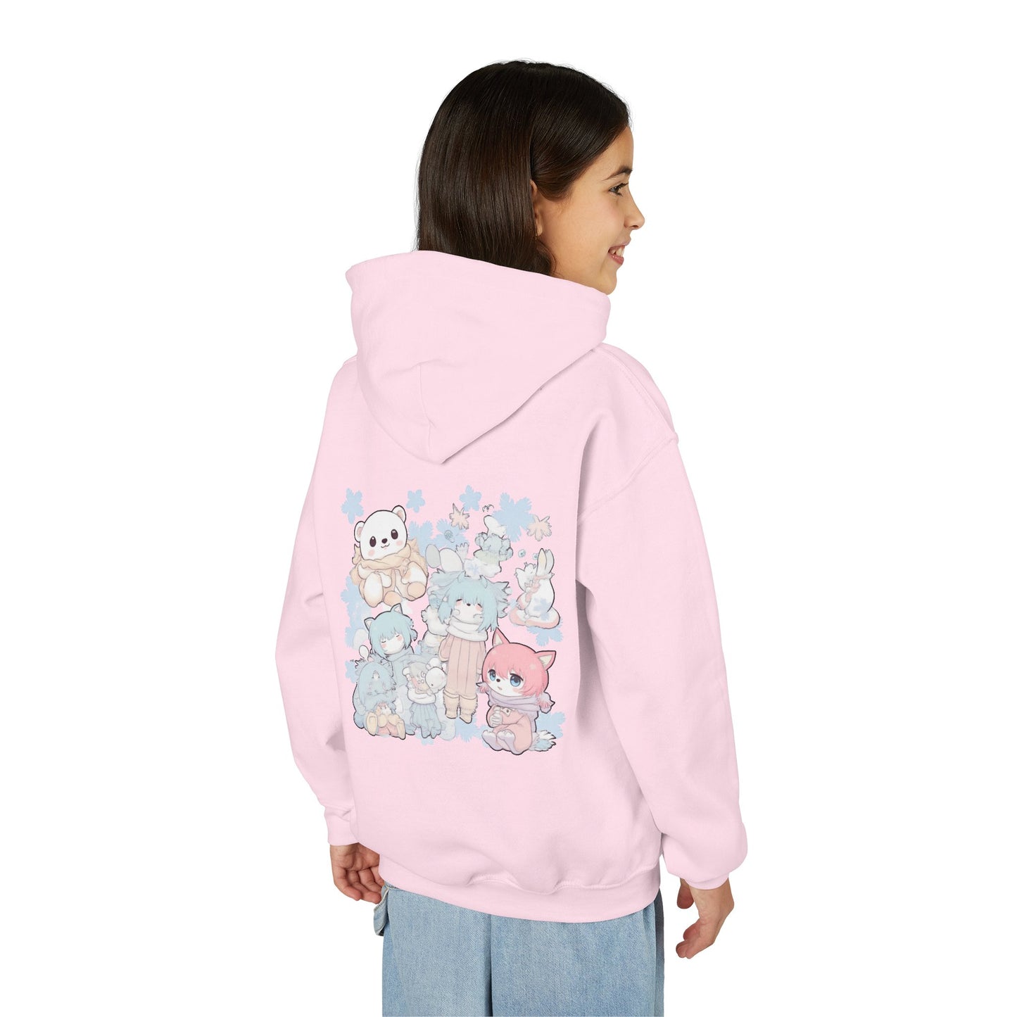 Youth Hoodie — Pastel Kawaii Plush Friends Graphic