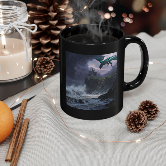 Fantasy Dragon Mug, Black Coffee Cup, Magical Drinkware, Gift for Gamers, Gothic Decor, Dragon Lover's Mug